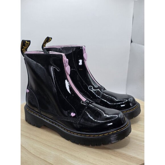 Dr Martens 1460 Y Bex Heart Zip Black Patent Leather Zip Ankle Boots Size US 5 - Picture 6 of 9